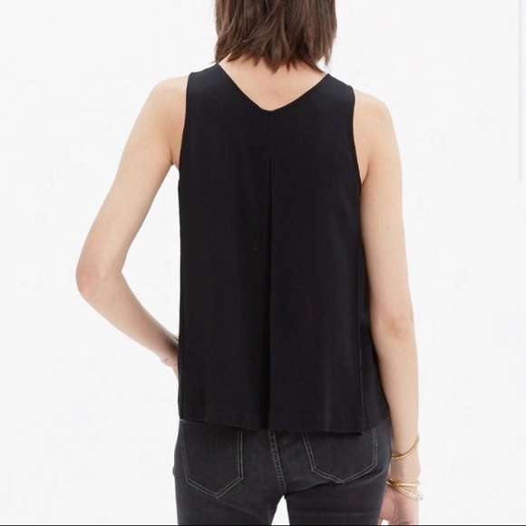 MADEWELL black sheer trapeze swing top tank blouse 2 - Picture 2 of 6